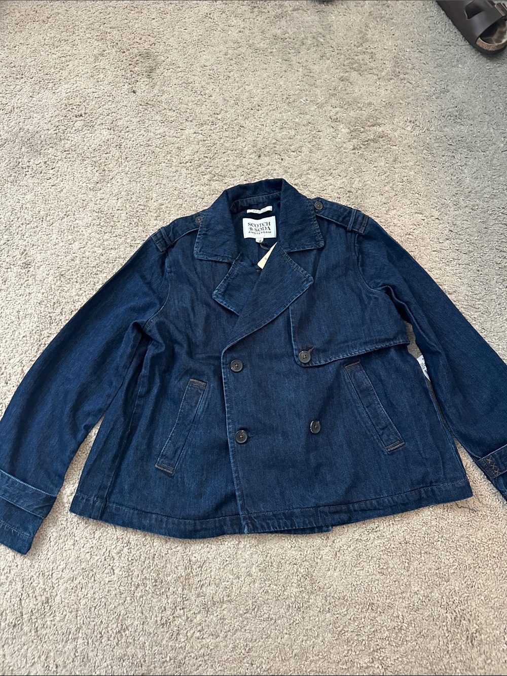 NWT Scotch &Soda Dark Indigo Double-Breasted Denim Jacket